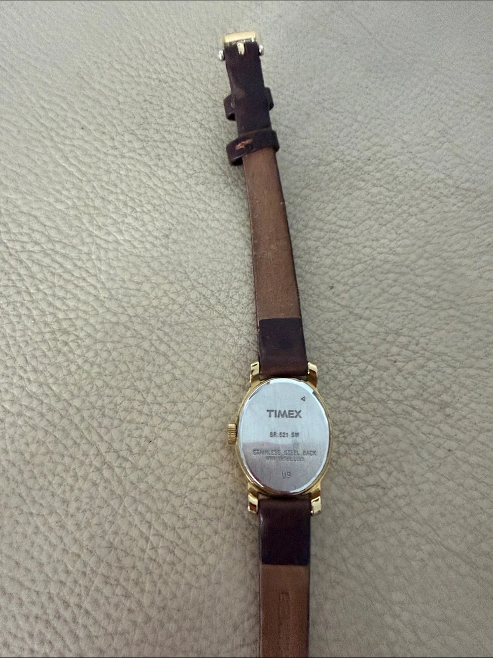 Timex Women's Gold-Tone Case with Dark Brown Leather Strap Watch